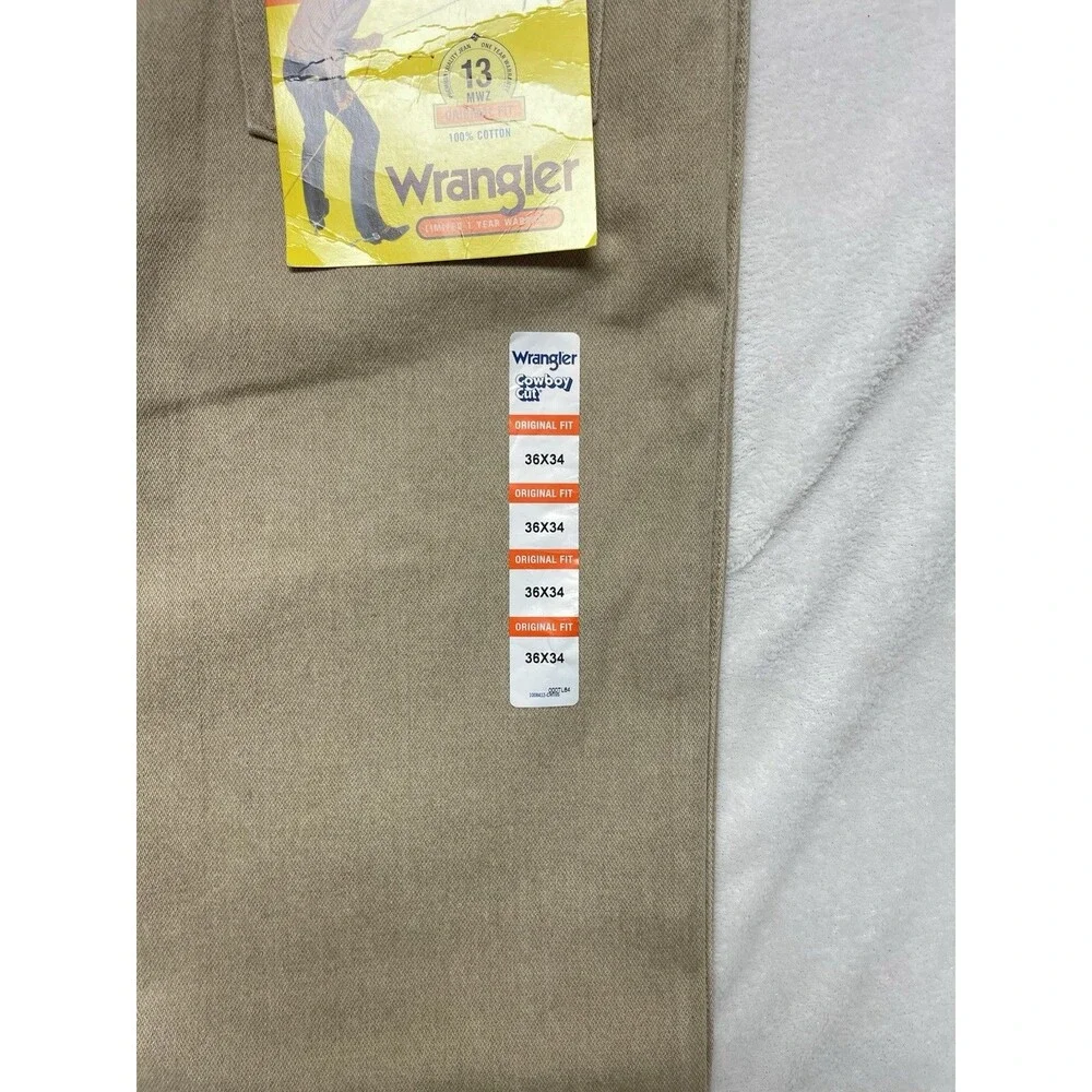 Wrangler Cowboy Cut Jeans 13MWZ Original Fit Tan Denim Men’s 36x34 Rodeo Western